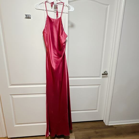 Reformation Jeany Silk Dress Strawberry Wine Size L - Picture 6 of 9